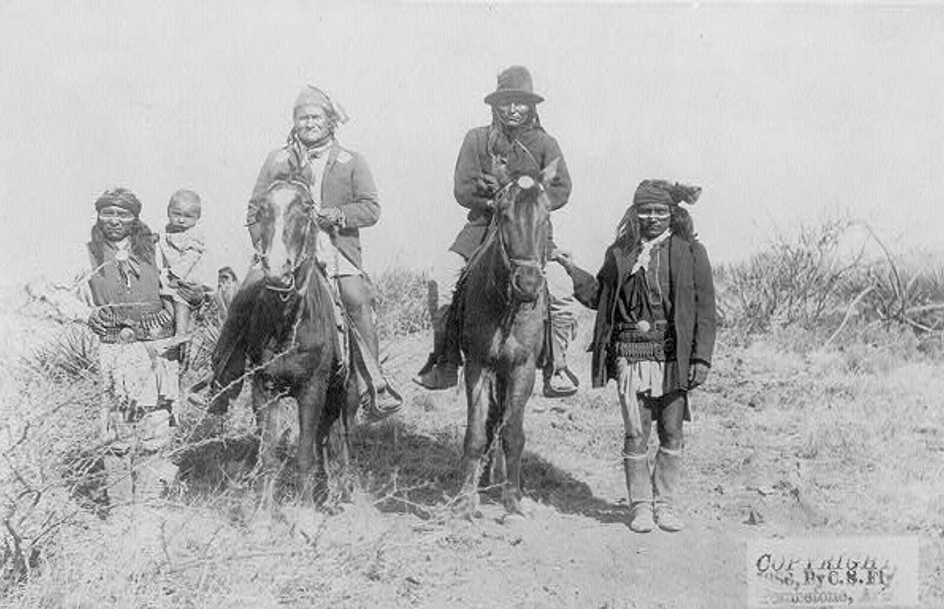 1886: Geronimo in his camp before the surrender to General Crook